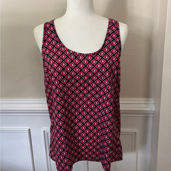Pleione Pink and Black Geometric Racer Back Top - Picture 1 of 8